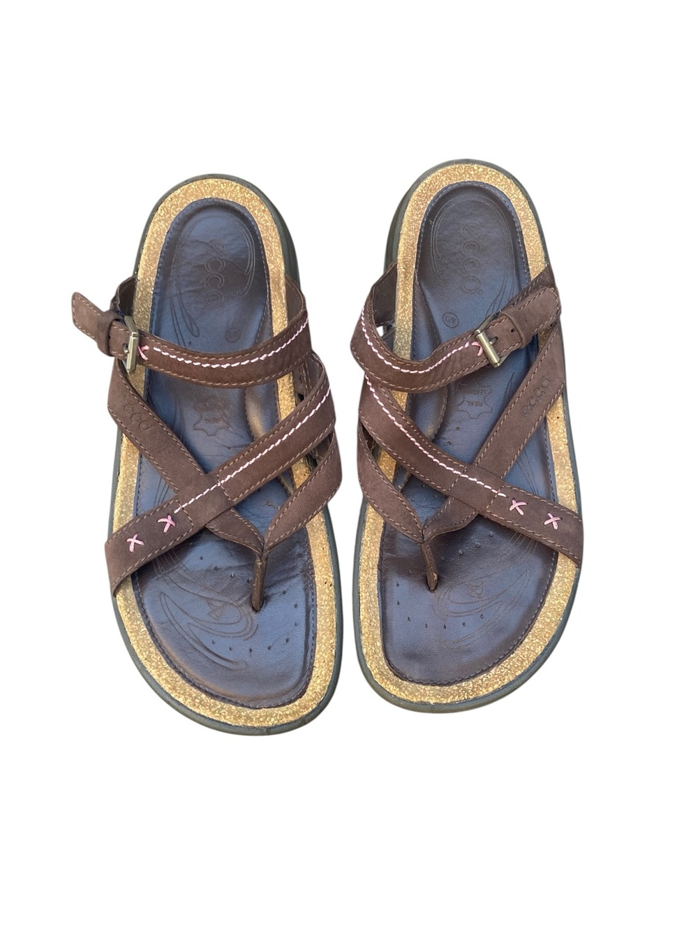 FINAL PRICE Women’s ECCO Brown Leather Thong Strappy Sandals SIZE 40